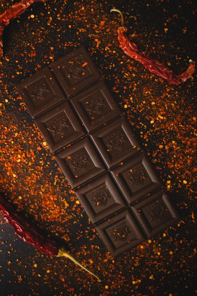 photographie culinaire chocolat et piment